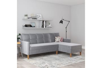 Schäslong Lilly Ljusgrå, Sammet - Ljusgrå, Sammet - Möbler - Soffa - Divansoffa & schäslongsoffa