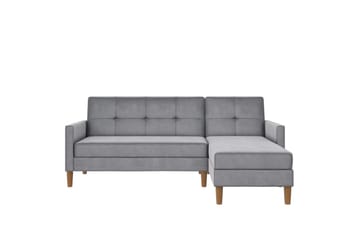 Schäslong Lilly Ljusgrå, Sammet - Ljusgrå, Sammet - Möbler - Soffa - Divansoffa & schäslongsoffa