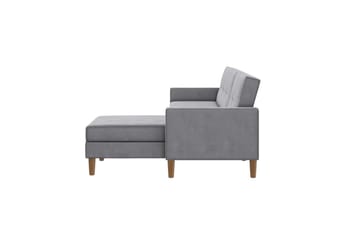 Schäslong Lilly Ljusgrå, Sammet - Ljusgrå, Sammet - Möbler - Soffa - Divansoffa & schäslongsoffa