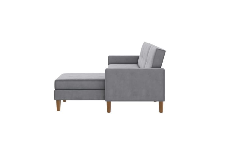 Schäslong Lilly Ljusgrå, Sammet - Ljusgrå, Sammet - Möbler - Soffa - Divansoffa & schäslongsoffa