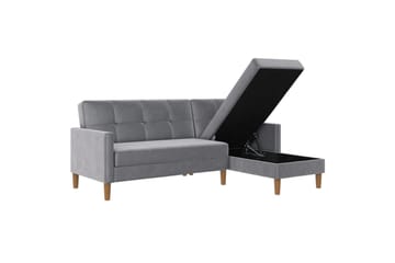 Schäslong Lilly Ljusgrå, Sammet - Ljusgrå, Sammet - Möbler - Soffa - Divansoffa & schäslongsoffa