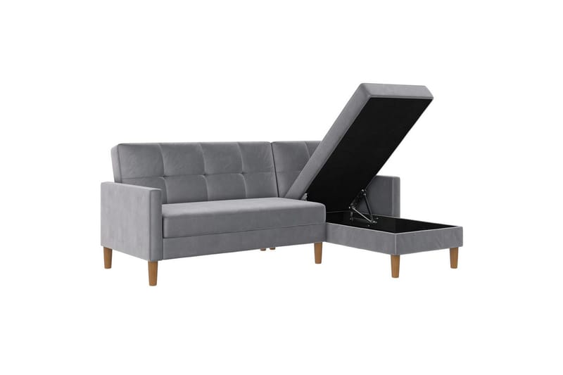 Schäslong Lilly Ljusgrå, Sammet - Ljusgrå, Sammet - Möbler - Soffa - Divansoffa & schäslongsoffa