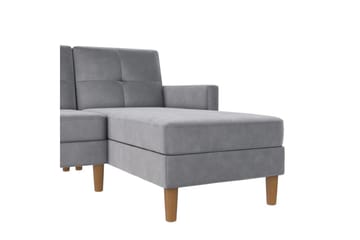 Schäslong Lilly Ljusgrå, Sammet - Ljusgrå, Sammet - Möbler - Soffa - Divansoffa & schäslongsoffa