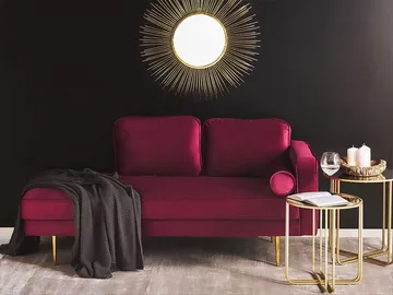 Schäslong Miramas Högervänd - Mörkröd - Möbler - Soffa - Sammetssoffa
