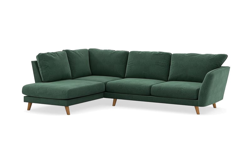 Schäslongsoffa Colt Lyx Vänster - Grön Sammet - 4 sits soffa med divan - Divansoffa & schäslongsoffa