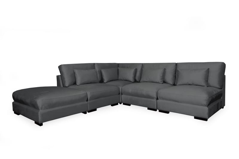 Schäslongsoffa Columbus Höger Sammet - Mörkgrå - 4 sits soffa med divan - Sammetssoffa - Divansoffa & schäslongsoffa