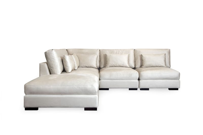 Schäslongsoffa Columbus Höger Sammet - Vit - Möbler - Soffa - Divansoffa & schäslongsoffa - 4 sits soffa med divan