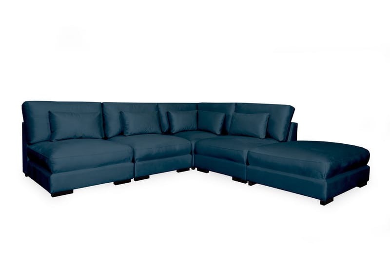 Schäslongsoffa Columbus Vänster Sammet - Blå - Möbler - Soffa - Divansoffa & schäslongsoffa - 4 sits soffa med divan