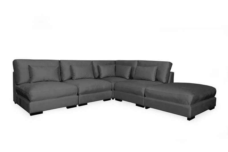 Schäslongsoffa Columbus Vänster Sammet - Mörkgrå - 4 sits soffa med divan - Sammetssoffa - Divansoffa & schäslongsoffa