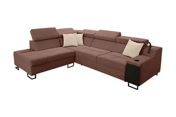 Seginus Bäddsoffa m. Schäslong 3-sits 210x127 - Rosa - Möbler - Soffa - Sammetssoffa
