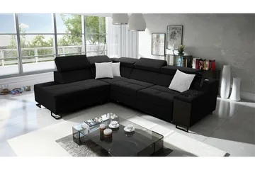 Seginus Bäddsoffa m. Schäslong 3-sits 210x127 - Svart - Möbler - Soffa - Sammetssoffa