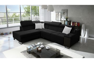 Seginus Bäddsoffa m. Schäslong 3-sits 210x127 - Svart - Möbler - Soffa - Sammetssoffa