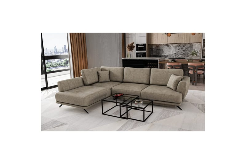 Sektion Eltap Larde 286x191x90 cm, Leve 18, Beige, Vänster