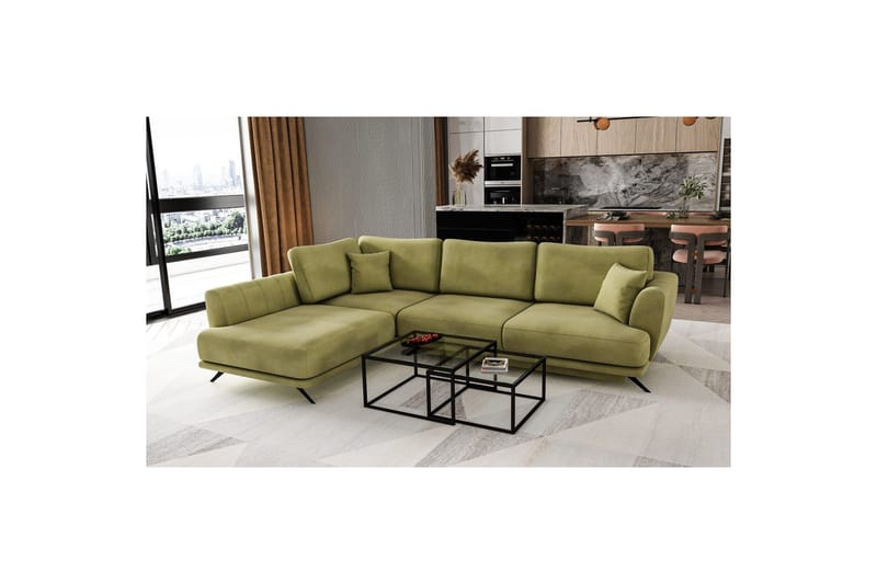 Sektion Eltap Larde 286x191x90 cm - Loco 33, Grön, Vänster - Möbler - Soffa - Sammetssoffa