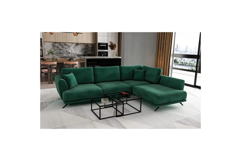 Sektion Eltap Larde 286x191x90 cm - Loco 35, Mörkgrön, Höger - Möbler - Soffa - Sammetssoffa