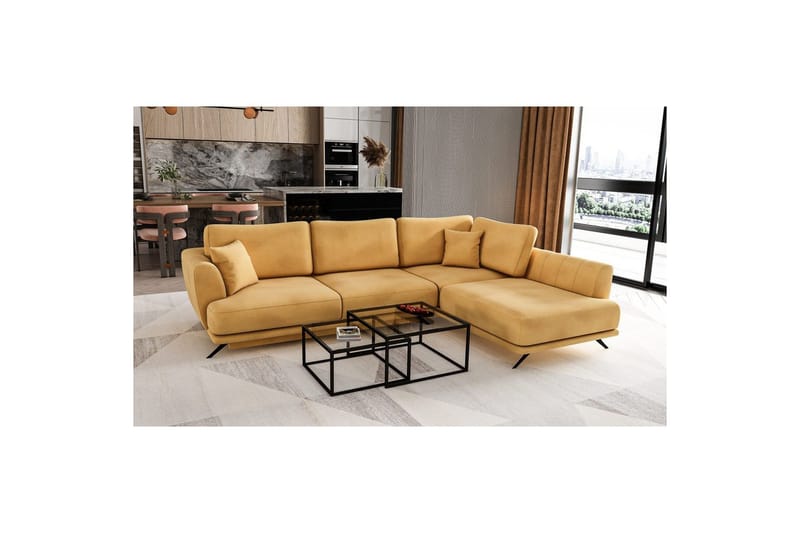 Sektion Eltap Larde 286x191x90 cm - Loco 45, Gul, Höger - Möbler - Soffa - Sammetssoffa