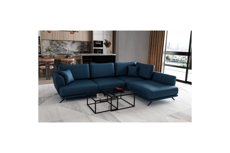 Sektion Eltap Larde 286x191x90 cm - Savoi 40, Blå, Höger - Möbler - Soffa - Skinnsoffa