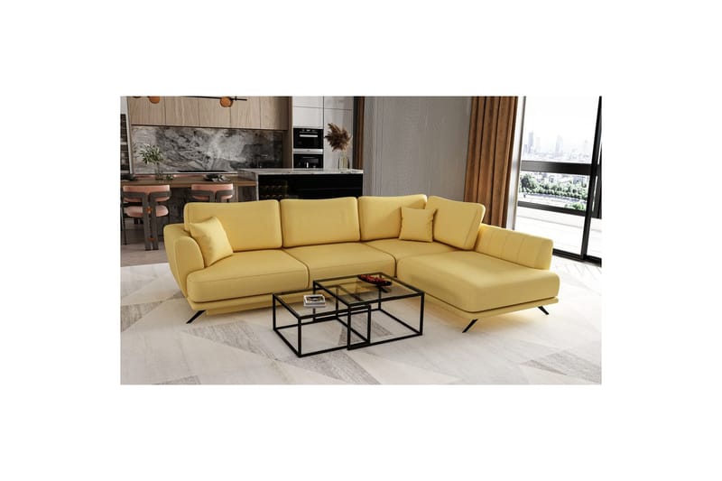 Sektion Eltap Larde 286x191x90 cm - Savoi 45, Gul, Höger - Möbler - Soffa - Skinnsoffa