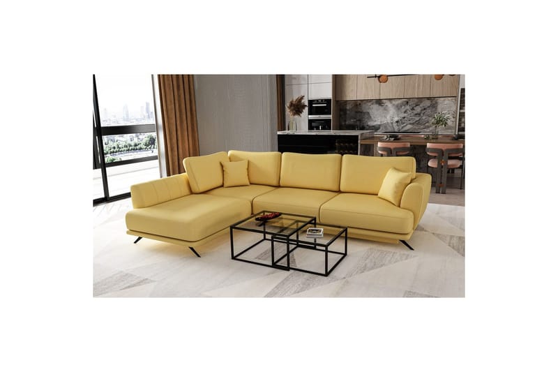 Sektion Eltap Larde 286x191x90 cm - Savoi 45, Gul, Vänster - Möbler - Soffa - Skinnsoffa