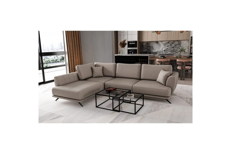 Sektion Eltap Larde 286x191x90 cm - Savoi 7, Beige, Vänster - Möbler - Soffa - Skinnsoffa
