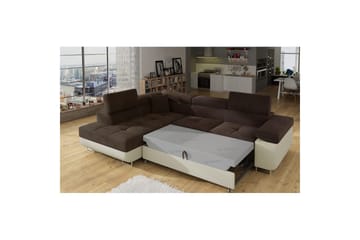 Sektionssoffa Eltap Anton 272x203x85 cm - Jasmine 29, Mjuk 33, Brun, Beige, Vänster - Möbler - Soffa - Sammetssoffa