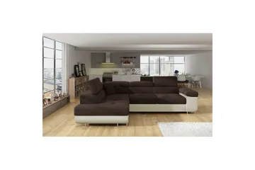 Sektionssoffa Eltap Anton 272x203x85 cm - Jasmine 29, Mjuk 33, Brun, Beige, Vänster - Möbler - Soffa - Sammetssoffa