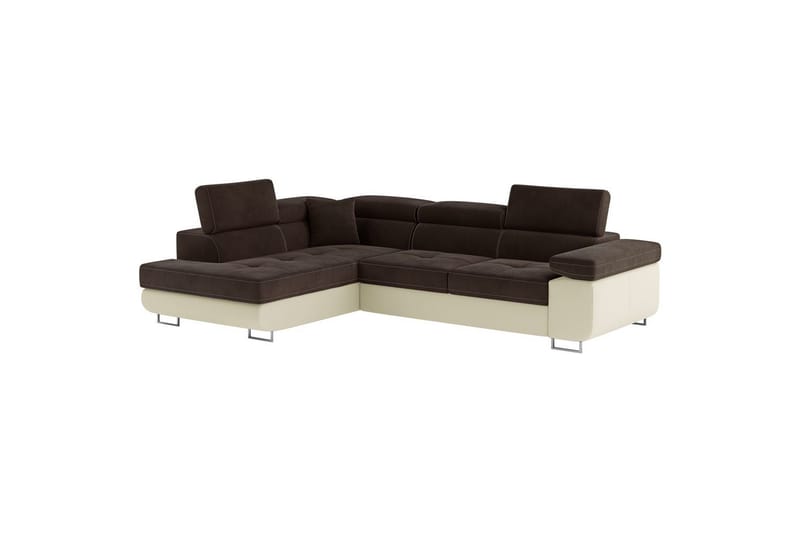 Sektionssoffa Eltap Anton 272x203x85 cm - Jasmine 29, Mjuk 33, Brun, Beige, Vänster - Möbler - Soffa - Sammetssoffa