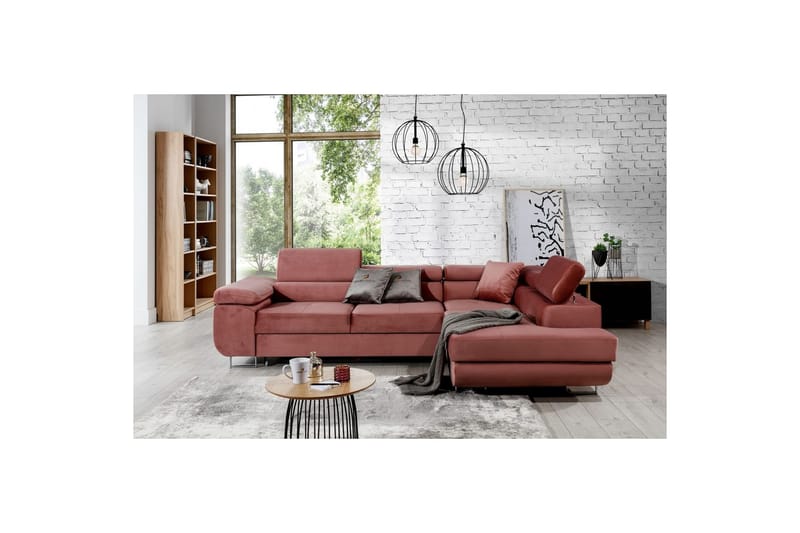 Sektionssoffa Eltap Anton 272x203x85 cm - Monolith 63, Rosa, Höger - Möbler - Soffa - Sammetssoffa