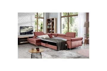Sektionssoffa Eltap Anton 272x203x85 cm - Monolith 63, Rosa, Vänster - Möbler - Soffa - Sammetssoffa