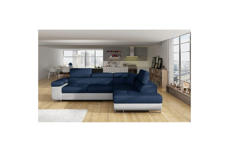 Sektionssoffa Eltap Anton 272x203x85 cm - Monolith 77, Monolith 84, Blå, Ljusgrå, Höger - Möbler - Soffa - Sammetssoffa