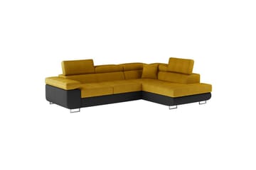 Sektionssoffa Eltap Anton 272x203x85 cm - Omega 68, Soft 11, Gul, Svart, Höger - Möbler - Soffa - Skinnsoffa