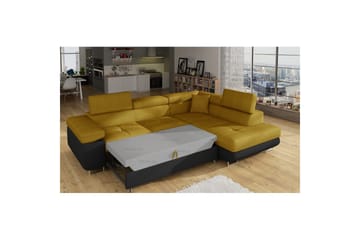 Sektionssoffa Eltap Anton 272x203x85 cm - Omega 68, Soft 11, Gul, Svart, Höger - Möbler - Soffa - Skinnsoffa
