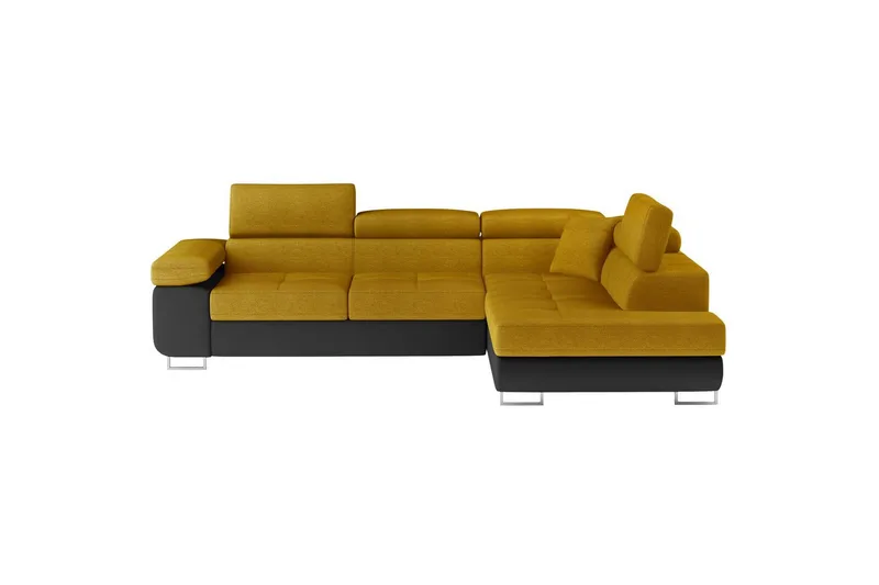 Sektionssoffa Eltap Anton 272x203x85 cm, Omega 68, Soft 11, Gul, Svart, Höger