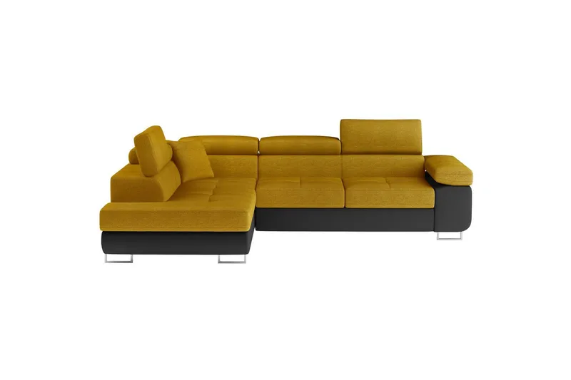 Sektionssoffa Eltap Anton 272x203x85 cm, Omega 68, Soft 11, Gul, Svart, Vänster