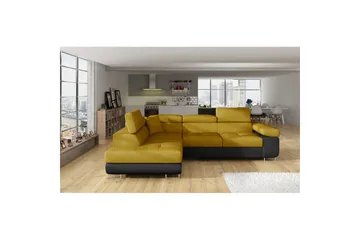 Sektionssoffa Eltap Anton 272x203x85 cm - Omega 68, Soft 11, Gul, Svart, Vänster - Möbler - Soffa - Skinnsoffa