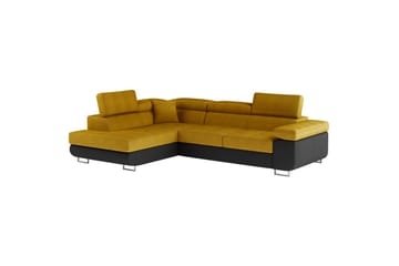 Sektionssoffa Eltap Anton 272x203x85 cm - Omega 68, Soft 11, Gul, Svart, Vänster - Möbler - Soffa - Skinnsoffa