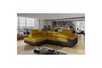 Sektionssoffa Eltap Anton 272x203x85 cm - Omega 68, Soft 11, Gul, Svart, Vänster - Möbler - Soffa - Skinnsoffa