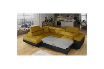 Sektionssoffa Eltap Anton 272x203x85 cm - Omega 68, Soft 11, Gul, Svart, Vänster - Möbler - Soffa - Skinnsoffa