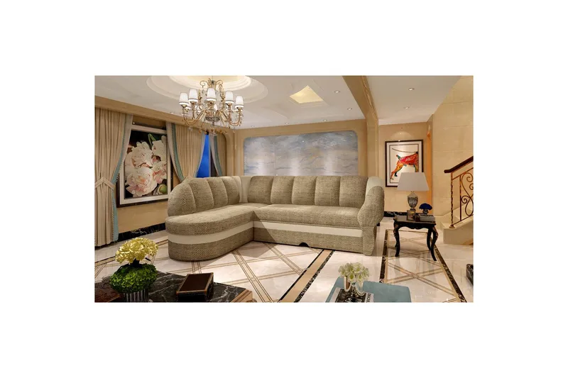 Sektionssoffa Eltap Benano 250x85x180 cm, Berlin 03, Mjuk 33, Beige, Vänster