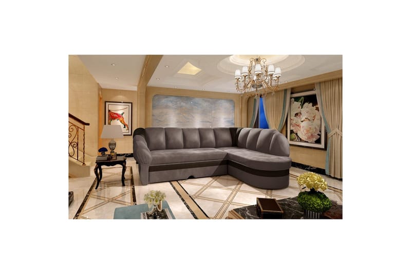 Sektionssoffa Eltap Benano 250x85x180 cm, Monolith 09, Monolith 29, Mörk beige, Brun, Höger