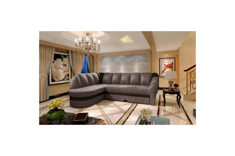 Sektionssoffa Eltap Benano 250x85x180 cm, Monolith 09, Monolith 29, Mörk beige, Brun, Vänster