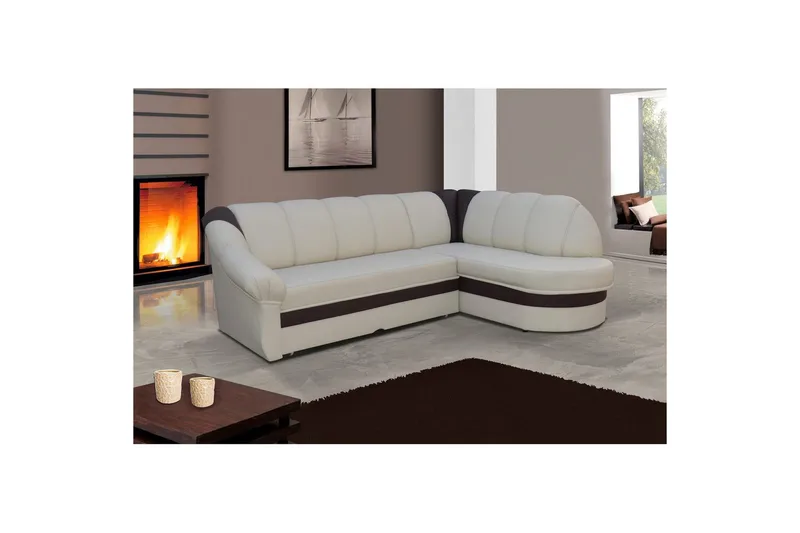 Sektionssoffa Eltap Benano 250x85x180 cm - Soft 33, Soft 66, Beige, Mörkbrun, Höger - Möbler - Soffa - Skinnsoffa