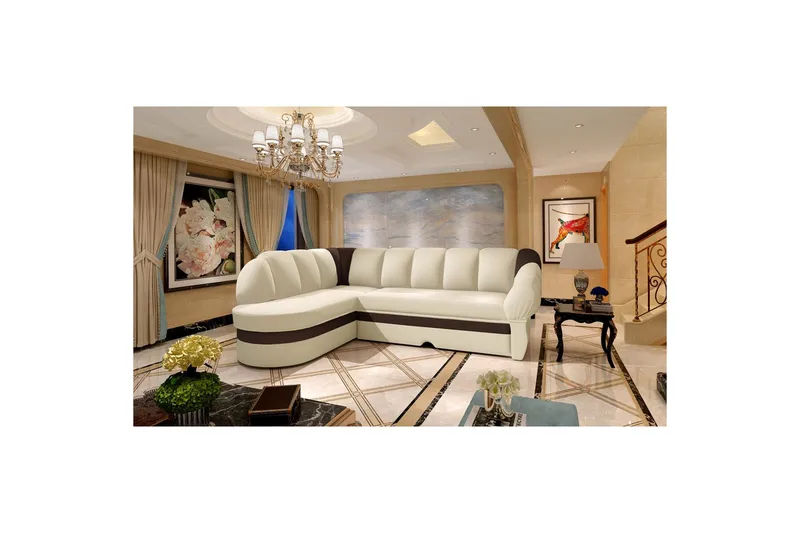 Sektionssoffa Eltap Benano 250x85x180 cm, Soft 33, Soft 66, Beige, Mörkbrun, Vänster