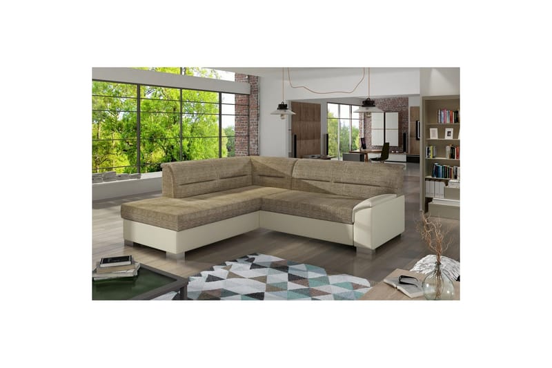 Sektionssoffa Eltap Bergen 247x214x83 cm - Berlin 03, Soft 33, Beige, Vänster - Möbler - Soffa - Skinnsoffa