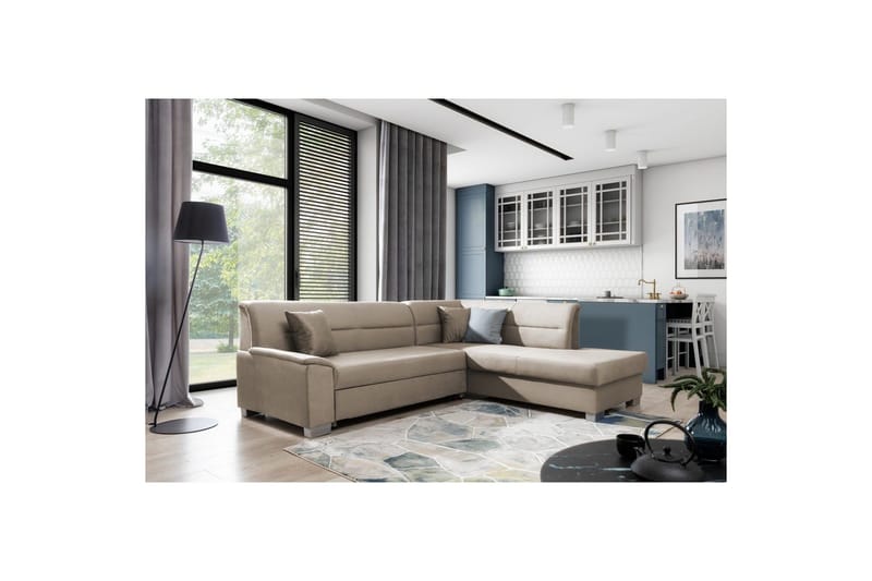 Sektionssoffa Eltap Bergen 247x214x83 cm, Monolith 09, Mörkbeige, Höger