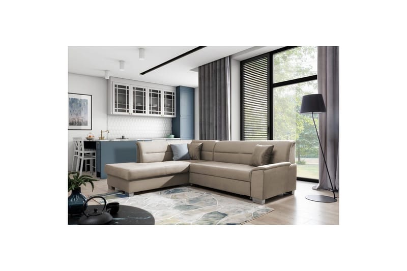 Sektionssoffa Eltap Bergen 247x214x83 cm - Monolith 09, Mörkbeige, Vänster - Möbler - Soffa - Sammetssoffa