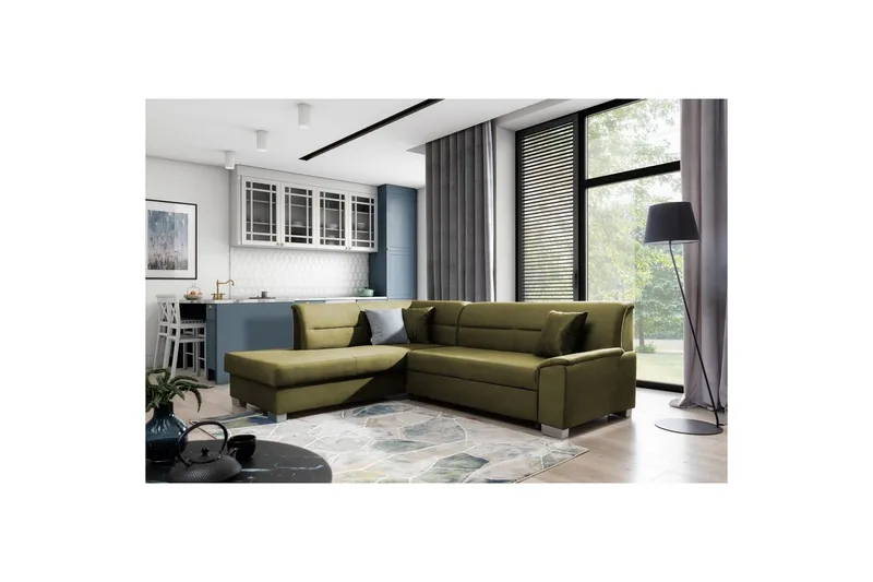 Sektionssoffa Eltap Bergen 247x214x83 cm - Monolith 38, Grön, Vänster - Möbler - Soffa - Sammetssoffa