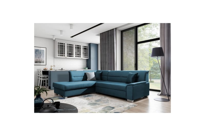 Sektionssoffa Eltap Bergen 247x214x83 cm - Monolith 77, Blå, Vänster - Möbler - Soffa - Sammetssoffa