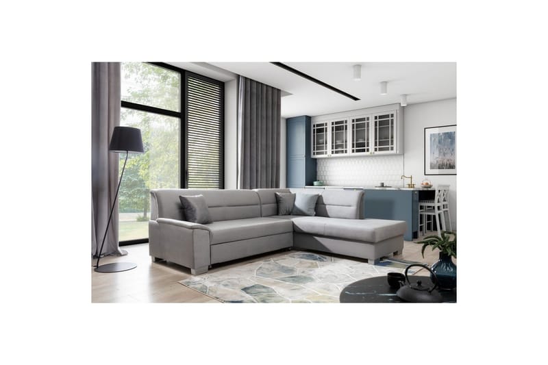 Sektionssoffa Eltap Bergen 247x214x83 cm, Monolith 84, Monolith 85, Ljusgrå, Grå, Höger