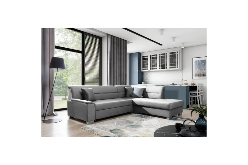 Sektionssoffa Eltap Bergen 247x214x83 cm, Monolith 85, Grå, Höger